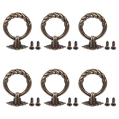 NIRNHYRUR Antike Ringgriffe Ringgriffe, 6 Stück, Vintage-Schrankringgriffe, Legierung, antike Schubladengriffe, dekorative Möbelknöpfe, Ersatz for Kleiderschrank, Schrank, Kommode, Größe S(4X3CM) NIRNHYRUR Antike Ringgriffe Ringgriffe, 6 Stück, Vintage-Schrankringgriffe, Legierung, antike Schubladengriffe, dekorative Möbelknöpfe, Ersatz for Kleiderschrank, Schrank, Kommode, Größe S(4X3CM) von NIRNHYRUR