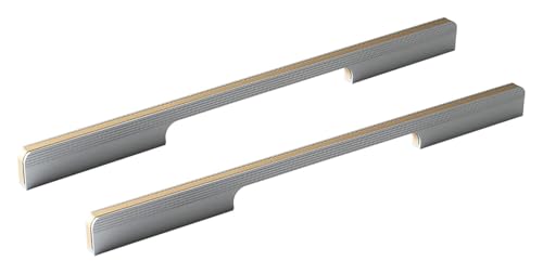 NIRNHYRUR Goldgriffe 2 Stück Schranktürgriffe Massiv Schrank Schubladengriff Erweiterter Kleiderschrankgriff, Grau + Gold(Length 600mm) von NIRNHYRUR