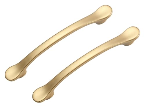 NIRNHYRUR Goldgriffe Gold Schubladengriffe aus Zinklegierung for Küchenschränke, 2 Stück, Schranktürknöpfe(Hole Distance 128mm) von NIRNHYRUR
