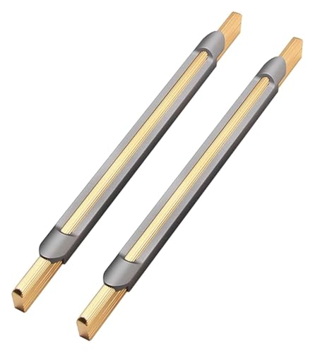 NIRNHYRUR Goldgriffe Möbelgriffe aus Aluminiumlegierung, 2 Stück, Schrankschubladengriffe, solide Kleiderschranktürgriffe, Gold + Grau(Length 500mm) von NIRNHYRUR