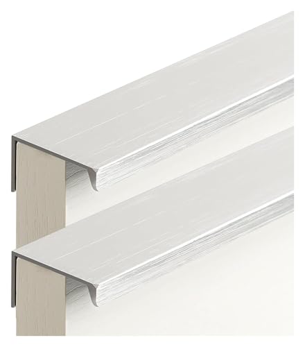 NIRNHYRUR Goldgriffe Verdeckte Kleiderschrank-Türgriffe – Küchenschrankgriffe aus gebürstetem Silber, Aluminium, 2 Stück(Length 200mm) von NIRNHYRUR