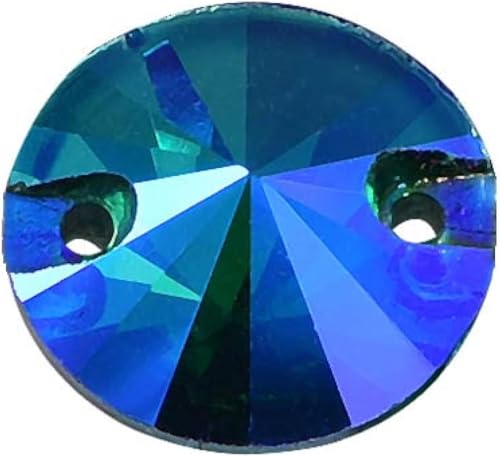 NIRNHYRUR Lenkrollen Runder Rivoli Bester Glaskristall AB Aufnäher Strass Viele Farben Flatback Glasstein Nähen Strass Hochzeitskleid(Blue Zircon Ab) von NIRNHYRUR