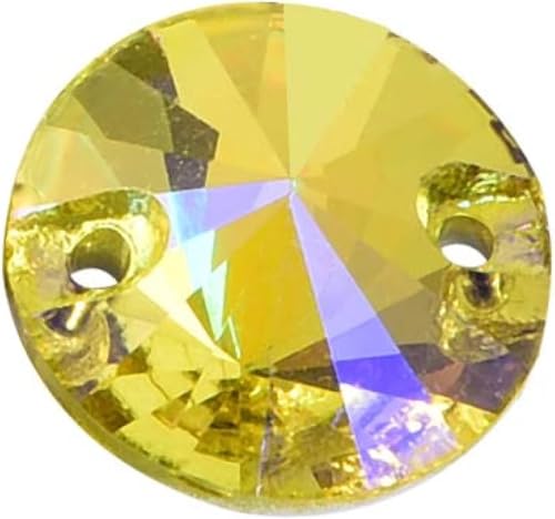 NIRNHYRUR Lenkrollen Runder Rivoli Bester Glaskristall AB Aufnäher Strass Viele Farben Flatback Glasstein Nähen Strass Hochzeitskleid(Citrine Ab) von NIRNHYRUR