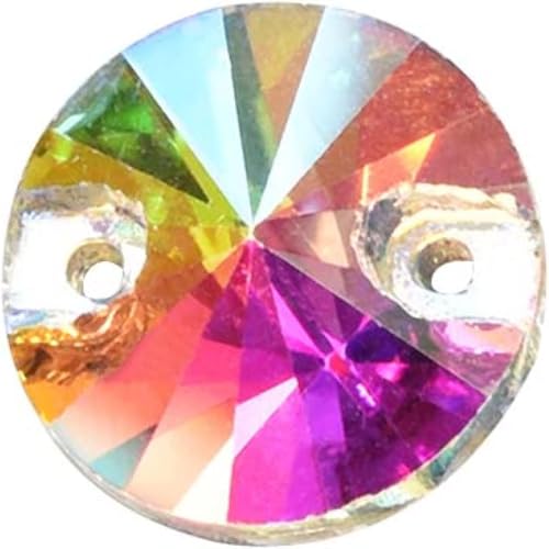 NIRNHYRUR Lenkrollen Runder Rivoli Bester Glaskristall AB Aufnäher Strass Viele Farben Flatback Glasstein Nähen Strass Hochzeitskleid(Crystal Ab) von NIRNHYRUR