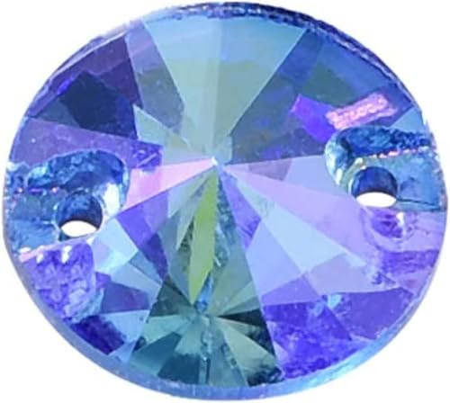 NIRNHYRUR Lenkrollen Runder Rivoli Bester Glaskristall AB Aufnäher Strass Viele Farben Flatback Glasstein Nähen Strass Hochzeitskleid(Light Sapphire Ab) von NIRNHYRUR