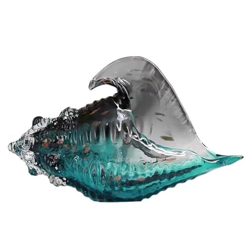 NIRNHYRUR Lenkrollen Statue, Kristallornament, Meerestier, zur Dekoration, handgefertigte Glaskunst-Figur, Skulptur for Tischplatte, Heimaquarium,(Blue,32x18cm) von NIRNHYRUR