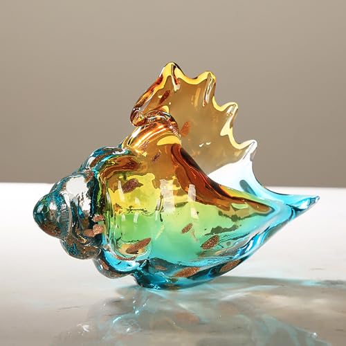 NIRNHYRUR Lenkrollen Statue, Kristallornament, Meerestier, zur Dekoration, handgefertigte Glaskunst-Figur, Skulptur for Tischplatte, Heimaquarium,(Multi Colored,21x14cm) von NIRNHYRUR