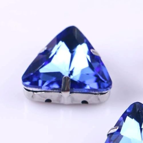 NIRNHYRUR Lenkrollen Strasssteine, 18 mm, 50 Stück/Packung, dreieckige Form, Glas-Aufnäher mit Krallen-Strass, Metallsockelschnalle, Kristallstein, Diamant for Kleidung(Blue) von NIRNHYRUR
