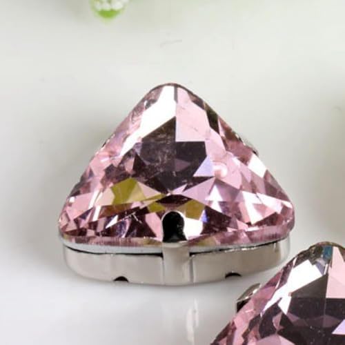 NIRNHYRUR Lenkrollen Strasssteine, 18 mm, 50 Stück/Packung, dreieckige Form, Glas-Aufnäher mit Krallen-Strass, Metallsockelschnalle, Kristallstein, Diamant for Kleidung(Pink) von NIRNHYRUR