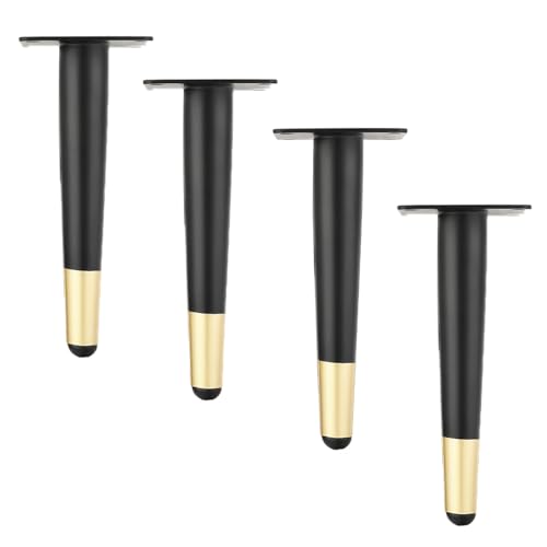 NIRNHYRUR Möbelbeine 4 Stück Edelstahlbeine Möbelfüße, Bettbeine Küchenschrankfüße, Couch-Sofabeine Set(Black Gold,55cm) von NIRNHYRUR