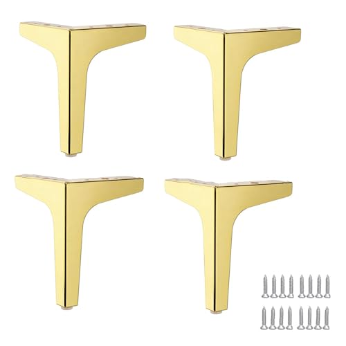 NIRNHYRUR Möbelbeine 4 Stück Metall-Sofabeine, Tischbeine aus feinem Eisen, dreieckige Möbelfüße, DIY-Möbelschrankfüße(Gold,13cm(5.1in)) von NIRNHYRUR