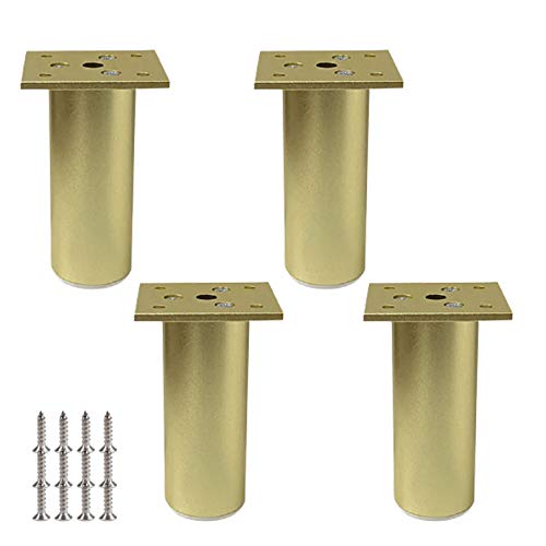NIRNHYRUR Möbelbeine 4 Stück Möbelbeine, Möbelfüße aus Aluminiumlegierung, verstellbare DIY-Metallbeine, höhenverstellbare Tischfüße von 0–10 mm(Gold) von NIRNHYRUR