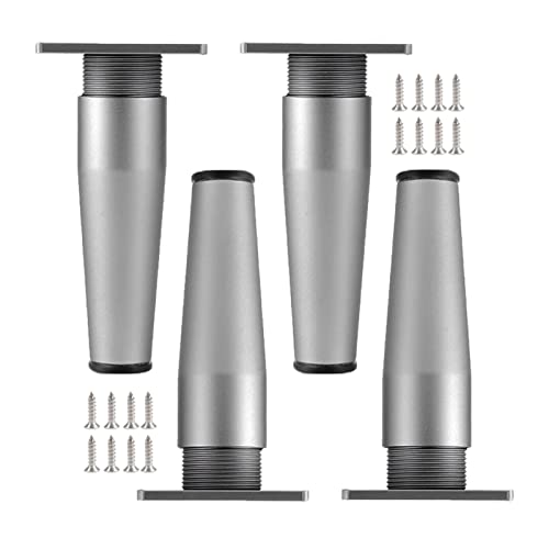 NIRNHYRUR Möbelbeine 4 Stück Möbelbeine aus Metall, höhenverstellbar 0–15 mm, Möbelfüße, Ersatz-Küchenfüße, Schrankbeine(Gray,10cm/3.94in) von NIRNHYRUR