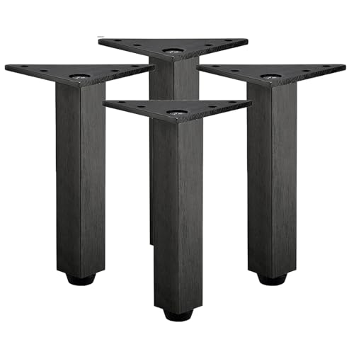 NIRNHYRUR Möbelbeine 4X Schrankbeine Möbelfüße Tischbeine Möbelbeine aus Aluminiumlegierung Höhenverstellbare Möbelfüße Bein for Schreibtisch Sofa(Black,15cm) von NIRNHYRUR