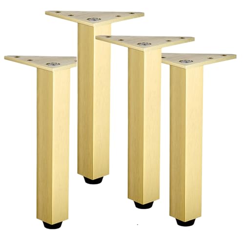 NIRNHYRUR Möbelbeine 4X Schrankbeine Möbelfüße Tischbeine Möbelbeine aus Aluminiumlegierung Höhenverstellbare Möbelfüße Bein for Schreibtisch Sofa(Gold,25cm) von NIRNHYRUR
