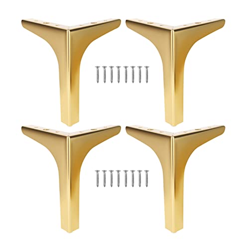 NIRNHYRUR Möbelbeine 4er-Set Möbelbeine, Moderne Metall-Dreiecks-Sofabeine, Robuste DIY-Ersatzmöbelfüße(Gold,6" (15cm)) von NIRNHYRUR