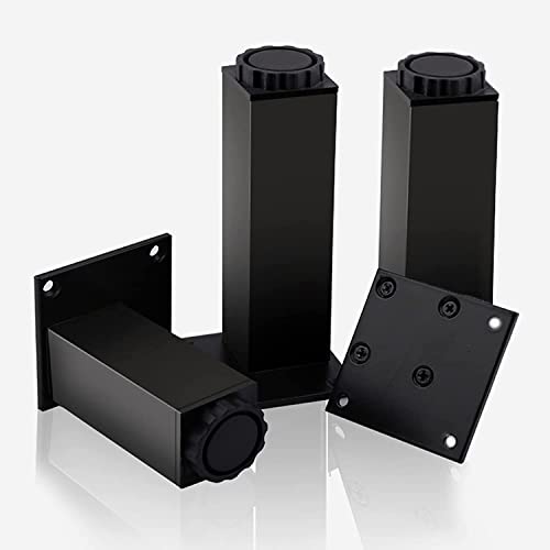 NIRNHYRUR Möbelbeine DIY Sofafüße, Tischbeine aus Metall, Esstisch, Kleiderschrank, Tisch und Stühle, quadratische Möbelbeine(Black,12cm(4.7in)) von NIRNHYRUR