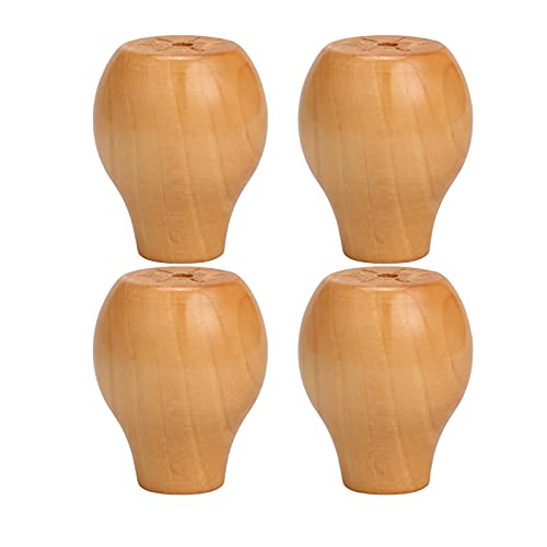 NIRNHYRUR Möbelbeine Ersatzmöbelbeine, 4 x Möbelbeine aus Holz, runde Brötchen-Möbelfüße, Sofa-, Schrank- und Couchbeine(B,Diameter 31mm) von NIRNHYRUR