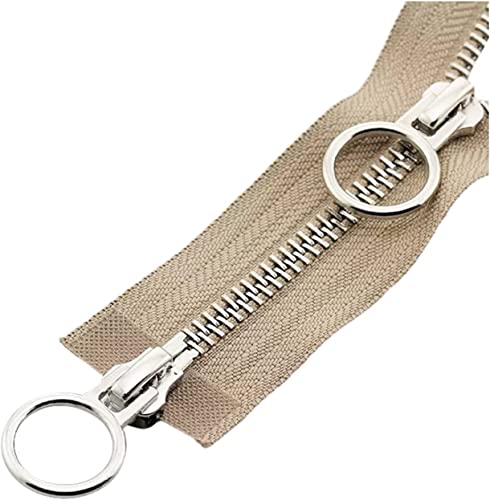 NIRNHYRUR Reißverschlüsse 1pc 5# Doppelschieber Offener Auto Lock Metallreißverschluss for Mantel, Daunenjacken,(Beige,90cm) von NIRNHYRUR