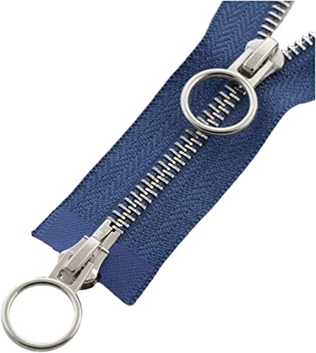 NIRNHYRUR Reißverschlüsse 1pc 5# Doppelschieber Offener Auto Lock Metallreißverschluss for Mantel, Daunenjacken,(Blue,90cm) von NIRNHYRUR