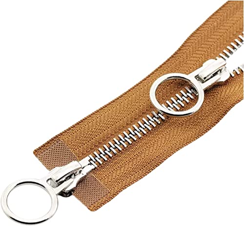 NIRNHYRUR Reißverschlüsse 1pc 5# Doppelschieber Offener Auto Lock Metallreißverschluss for Mantel, Daunenjacken,(Brown,90cm) von NIRNHYRUR