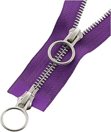 NIRNHYRUR Reißverschlüsse 1pc 5# Doppelschieber Offener Auto Lock Metallreißverschluss for Mantel, Daunenjacken,(Purple,90cm) von NIRNHYRUR