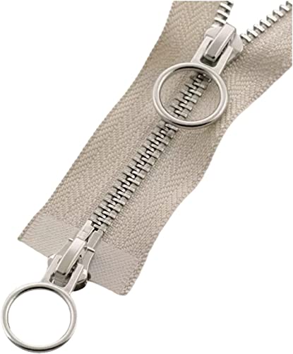 NIRNHYRUR Reißverschlüsse 1pc 5# Doppelschieber Offener Auto Lock Metallreißverschluss for Mantel, Daunenjacken,(White,90cm) von NIRNHYRUR