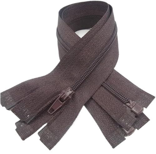 NIRNHYRUR Reißverschlüsse 2 Stück Reißverschlüsse, 5 Stück Reißverschluss, offenes Ende, 20–60 cm, geeignet for den Nähprozess von Kleidungsstücken(Coffee,25CM) von NIRNHYRUR