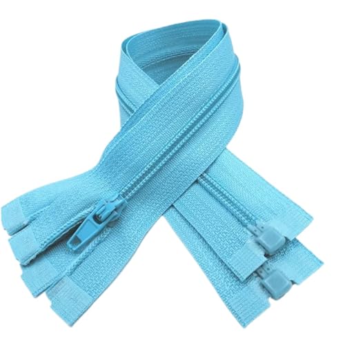NIRNHYRUR Reißverschlüsse 2 Stück Reißverschlüsse, 5 Stück Reißverschluss, offenes Ende, 20–60 cm, geeignet for den Nähprozess von Kleidungsstücken(Lake Blue,60CM) von NIRNHYRUR