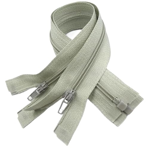 NIRNHYRUR Reißverschlüsse 2 Stück Reißverschlüsse, 5 Stück Reißverschluss, offenes Ende, 20–60 cm, geeignet for den Nähprozess von Kleidungsstücken(Light Grey,35CM) von NIRNHYRUR
