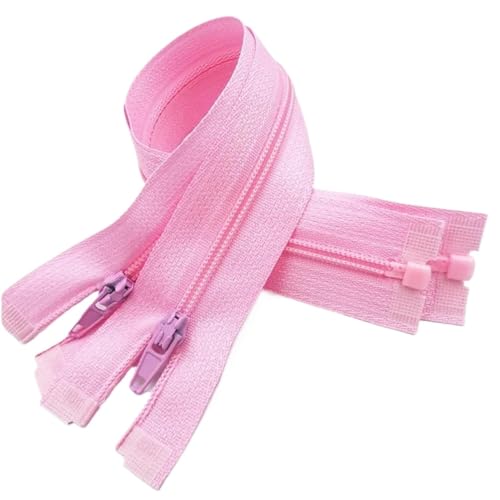 NIRNHYRUR Reißverschlüsse 2 Stück Reißverschlüsse, 5 Stück Reißverschluss, offenes Ende, 20–60 cm, geeignet for den Nähprozess von Kleidungsstücken(Pink,30CM) von NIRNHYRUR