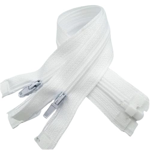 NIRNHYRUR Reißverschlüsse 2 Stück Reißverschlüsse, 5 Stück Reißverschluss, offenes Ende, 20–60 cm, geeignet for den Nähprozess von Kleidungsstücken(White,20CM) von NIRNHYRUR