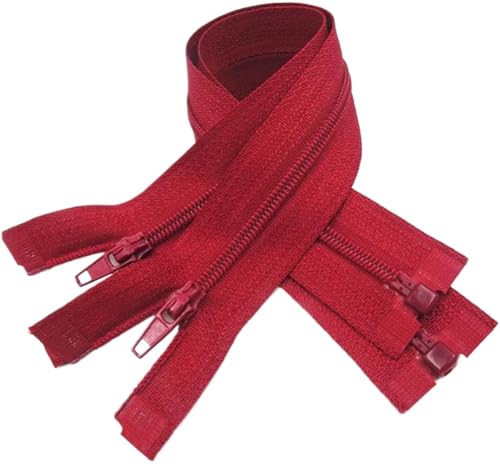 NIRNHYRUR Reißverschlüsse 2 Stück Reißverschlüsse, 5 Stück Reißverschluss, offenes Ende, 20–60 cm, geeignet for den Nähprozess von Kleidungsstücken(Wine Red,35CM) von NIRNHYRUR