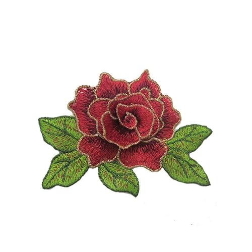 NIRNHYRUR Stickerei-Patches 11 * 8CM 10PCS Kleine Blaue Blume Blüte Stickerei Patch Eisen auf Applikationen Chinesische for Kleidung Nähen Patches for Jeans Jacke(Red#1) von NIRNHYRUR