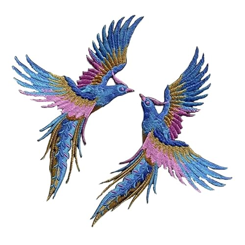 NIRNHYRUR Stickerei-Patches 15/11CM 3 Paar Phoenix Blume Blüte Stickerei Patch Eisen auf Applikationen Chinesisch for Kleidung Große Nähen Patches for Jeans Jacke(Phoenix 15 * 9cm) von NIRNHYRUR