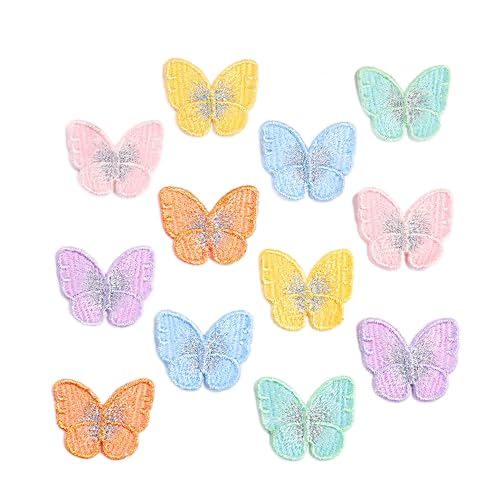 NIRNHYRUR Stickerei-Patches 3 x,5 cm, 30 Stück, Cartoon-Stickerei, Kleiner Schmetterling, for Aufbügeln, chinesische Applikationen for Kleidung, kleine Aufnäher for Jeansjacken(Mix) von NIRNHYRUR