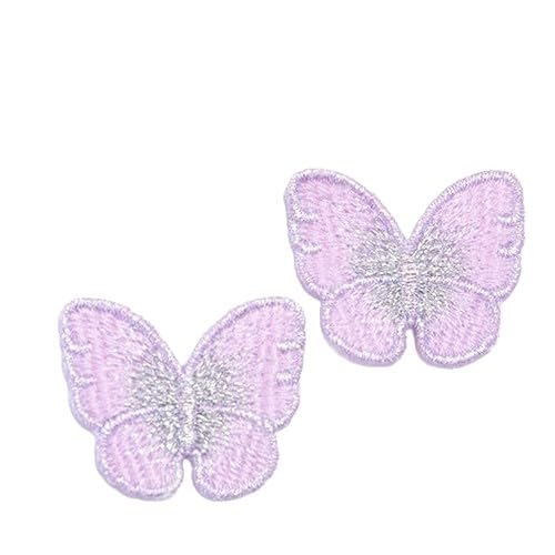 NIRNHYRUR Stickerei-Patches 3 x,5 cm, 30 Stück, Cartoon-Stickerei, Kleiner Schmetterling, for Aufbügeln, chinesische Applikationen for Kleidung, kleine Aufnäher for Jeansjacken(Purple) von NIRNHYRUR