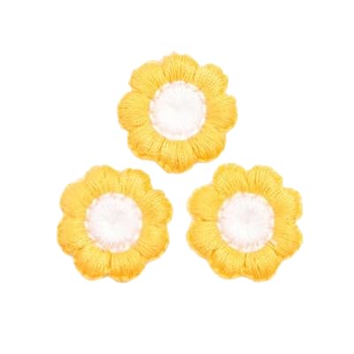 NIRNHYRUR Stickerei-Patches 30 STÜCK 2 cm Kleine Sonnenblumen Handgemachte Häkelapplikationen Häkelblumen Patches Stickerei Patch Bügelbild Applikationen for Kleidung(Yellow) von NIRNHYRUR