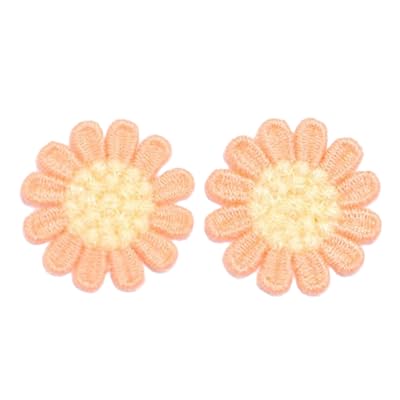 NIRNHYRUR Stickerei-Patches 30 STÜCK 3 cm Daisy Kleine Blumen Handgemachte Häkelapplikationen Häkelblumen Patches Stickerei Patch Bügelbild Applikationen for Kleidung(3# Teeth Pink 12 Petal) von NIRNHYRUR