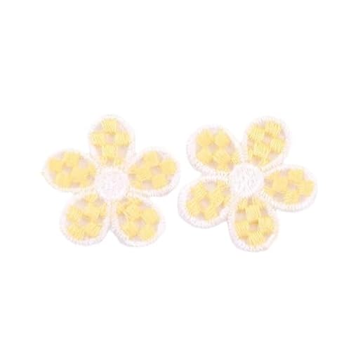 NIRNHYRUR Stickerei-Patches 30 STÜCKE MM Kleine Häkelblumen-Patches Stickerei Patch Aufnäher Aufbügler Chinesisch for Kleidung for Jeansjacke(Yellow) von NIRNHYRUR