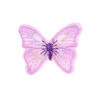 NIRNHYRUR Stickerei-Patches 4,3 *, cm 50 STÜCKE Guaze Stickerei Patch Eisen auf Applikationen Schmetterling for Kleidung Große Größe Nähen Auf Patches for Jeans Jacke(Light Purple) von NIRNHYRUR
