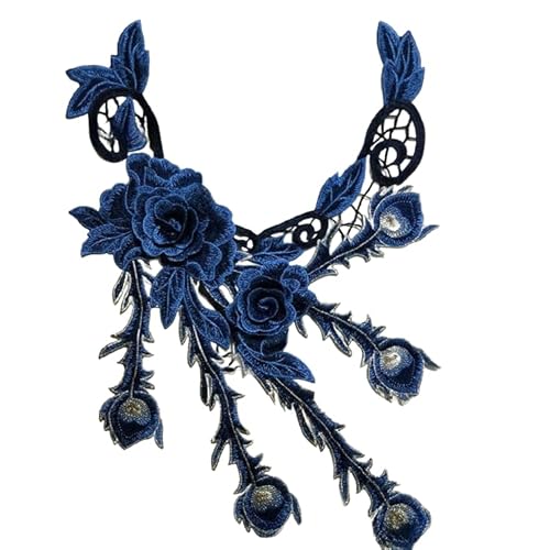 NIRNHYRUR Stickerei-Patches 45 * 32CM 2 STÜCK Phönixschwanz Blumenblüte Stickerei Patch Aufnäher for Aufbügeln Chinesisch for Kleidung Große Größe for Jeansjacke(Blue) von NIRNHYRUR