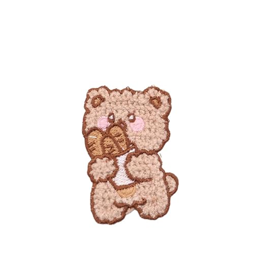 NIRNHYRUR Stickerei-Patches 5, * 6CM 15PCS Bär/Hund/Kaninchen Handgemachte Häkelapplikationen Häkeltier Patches Kleine Stickerei Patch Eisen auf Applikationen for Kleidung(Bear 6.8 * 4.5cm) von NIRNHYRUR