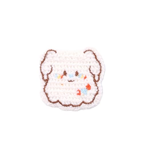 NIRNHYRUR Stickerei-Patches 5, * 6CM 15PCS Bär/Hund/Kaninchen Handgemachte Häkelapplikationen Häkeltier Patches Kleine Stickerei Patch Eisen auf Applikationen for Kleidung(Dog 5 * 6cm) von NIRNHYRUR