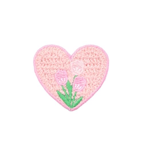 NIRNHYRUR Stickerei-Patches 5, * 6CM 15PCS Bär/Hund/Kaninchen Handgemachte Häkelapplikationen Häkeltier Patches Kleine Stickerei Patch Eisen auf Applikationen for Kleidung(Heart 6.2 * 5.5cm) von NIRNHYRUR