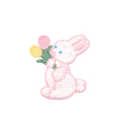 NIRNHYRUR Stickerei-Patches 5, * 6CM 15PCS Bär/Hund/Kaninchen Handgemachte Häkelapplikationen Häkeltier Patches Kleine Stickerei Patch Eisen auf Applikationen for Kleidung(Rabbit 6.6 * 6cm) von NIRNHYRUR