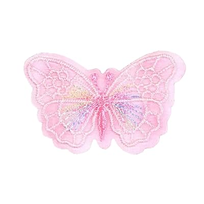 NIRNHYRUR Stickerei-Patches 5 * 3,8 cm 50 STÜCKE Kleine Guaze Stickerei Patch Eisen auf Applikationen Schmetterling for Kleidung Große Größe Nähen Auf Patches for Jeans Jacke(Light Pink) von NIRNHYRUR