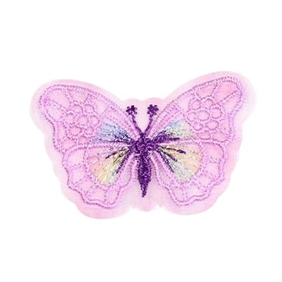 NIRNHYRUR Stickerei-Patches 5 * 3,8 cm 50 STÜCKE Kleine Guaze Stickerei Patch Eisen auf Applikationen Schmetterling for Kleidung Große Größe Nähen Auf Patches for Jeans Jacke(Light Purple) von NIRNHYRUR