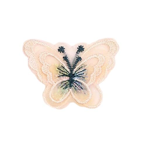 NIRNHYRUR Stickerei-Patches 5 * 4CM 25PCS Schmetterling Kleine Stickerei Patch Eisen auf Applikationen Chinesische for Kleidung Große Nähen Auf Patches for Jeans Jacke(Beige) von NIRNHYRUR