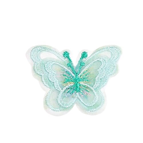 NIRNHYRUR Stickerei-Patches 5 * 4CM 25PCS Schmetterling Kleine Stickerei Patch Eisen auf Applikationen Chinesische for Kleidung Große Nähen Auf Patches for Jeans Jacke(Light Green) von NIRNHYRUR